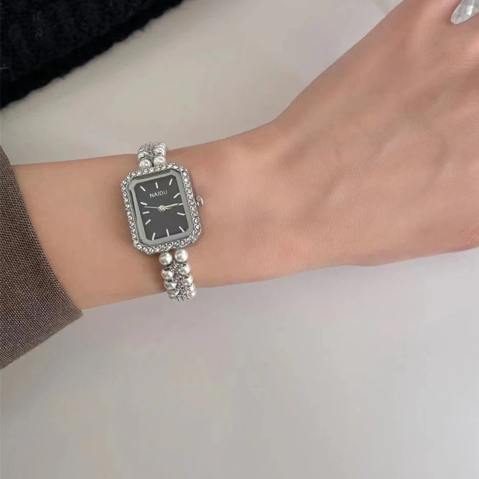 Luxury Women Watch Fashion Pearl Studded Bracelet Strap Quartz Wristwatches Ladies Gift Dropshipping Para Mujer Relogio Feminino