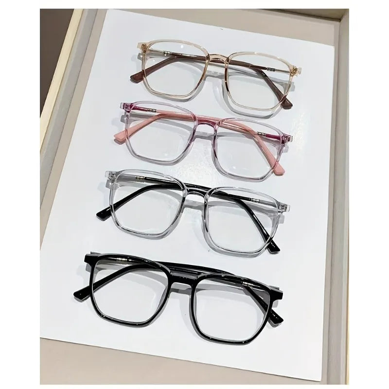 2 Pairs of Square Frame Non-Prescription Glasses Ultra-Light Full Frame PC Frames PC Non-Diopter Lenses Ideal Gift for Friend