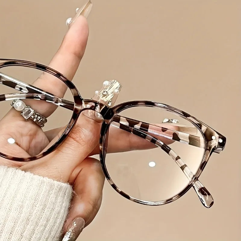 2pcs College Style Ladies Elegant Round Fashion Combination Glasses for Work Commuting Willow Nails Decoration