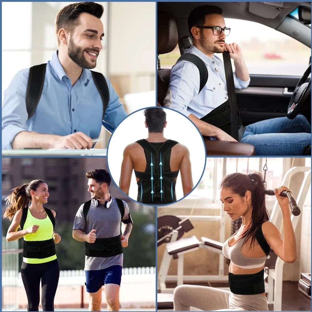 Back Brace Posture Strength Corrector Women Men, Adjustable Support Trainer