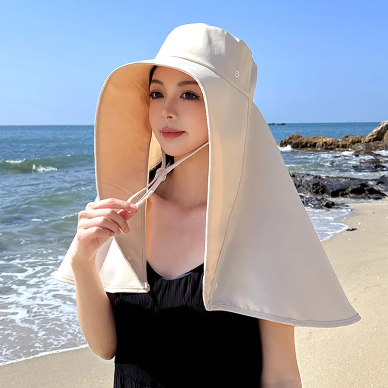8517New shawl neck protective sunshade hat children summer outdoor riding face sunscreen fisherman hat