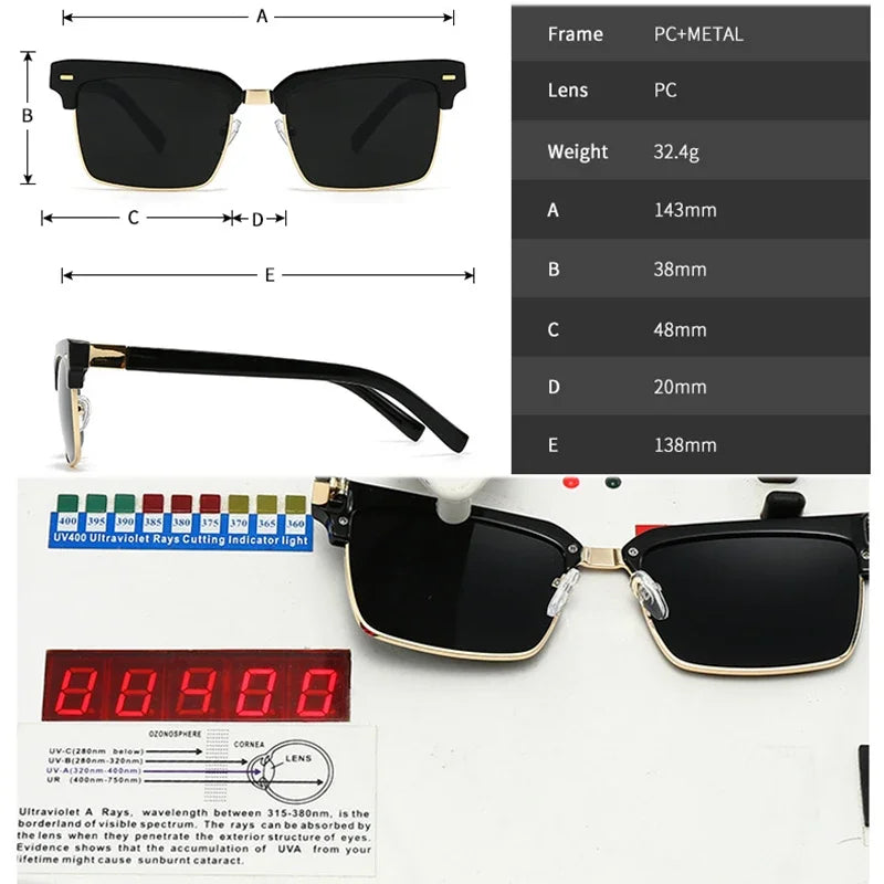 JNPCXI New Fashion Square Women Sunglasses Retro Rivets Men Clear Gradient Champagne Shades UV400 Sun Glasses