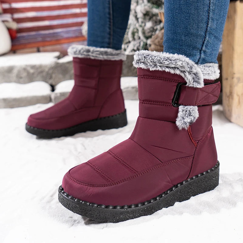 Plus Size 45 Waterproof Non Slip Snow Boots Women Warm Thicken Plush Platform Winter Boots Woman Faux Fur Ankle Botas Couples