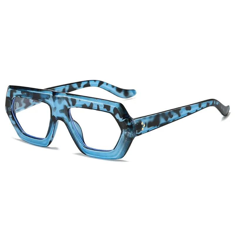 JNPCXI Fashion Square Women Gradient Sunglasses Leopard Shades Retro Men Clear Lens Glasses Frame UV400
