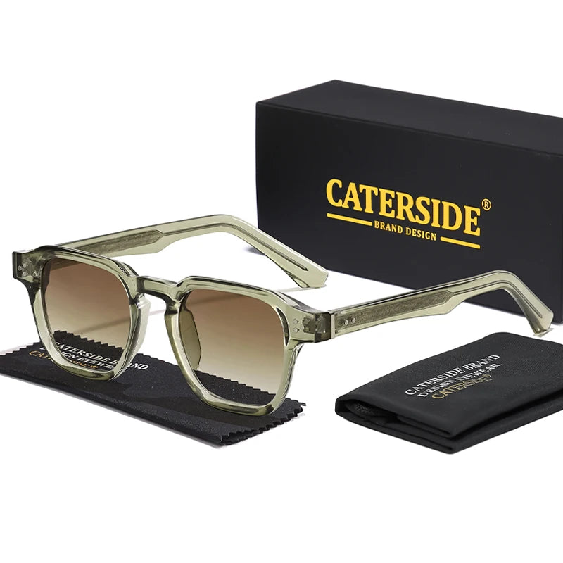 CATERSIDE Fashion Square Men Sunglasses Women Core Insert Temple Luxury Brand Sun Glasses Travel Beach Party Festiva Gifts