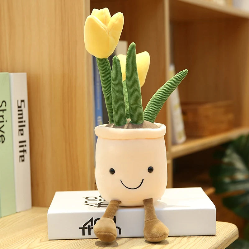 Lifelike Tulip Succulent Plants Plush Stuffed Toys Flower Decorations Floral Bouquet Design  Living Room Decor For Girl Gift