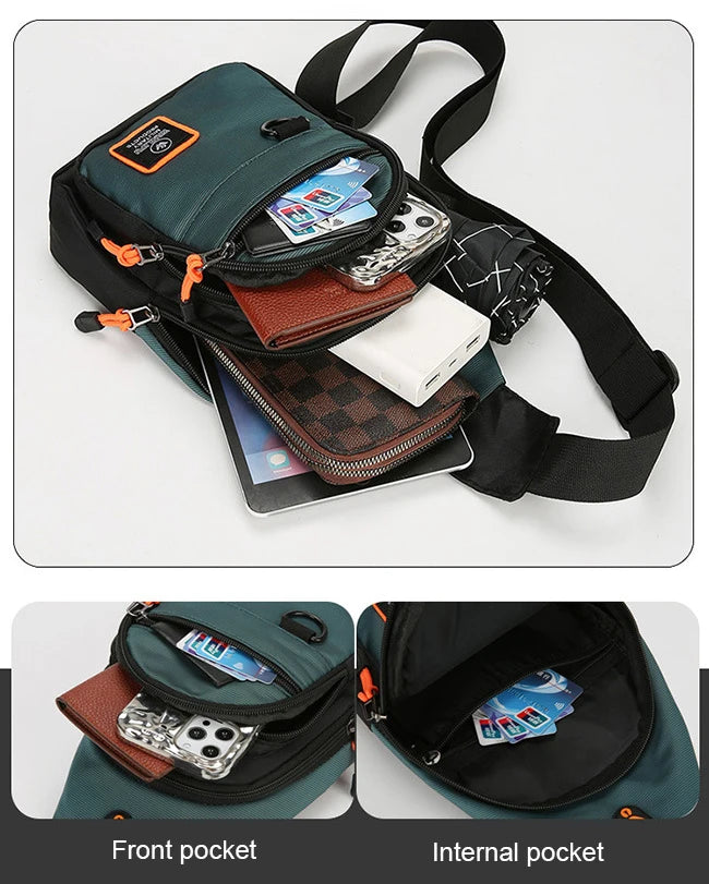 Men's Chest Casual Messenger Bag, Multifunctional Crossbody Shoulder Sling Bag