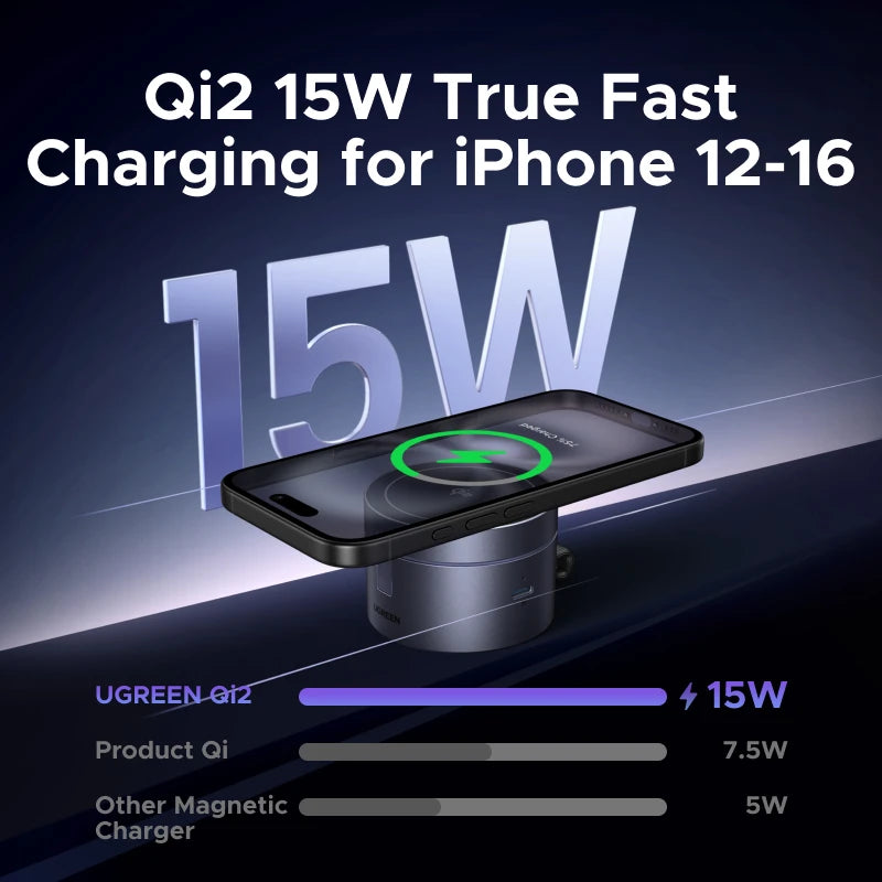 Qi2 15W Magnetic Fast Wireless Charger 3in1 Stand iPhone 15 16 Pro Max/AirPods
