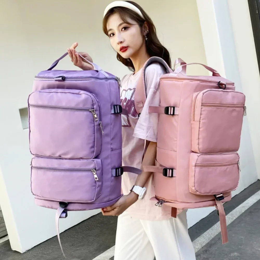 Women Large Travel Backpacks Waterproof Stylish Casual Daypack Bags with Luggage Strap Backpack Ladies Sports Yoga Luggage Bags