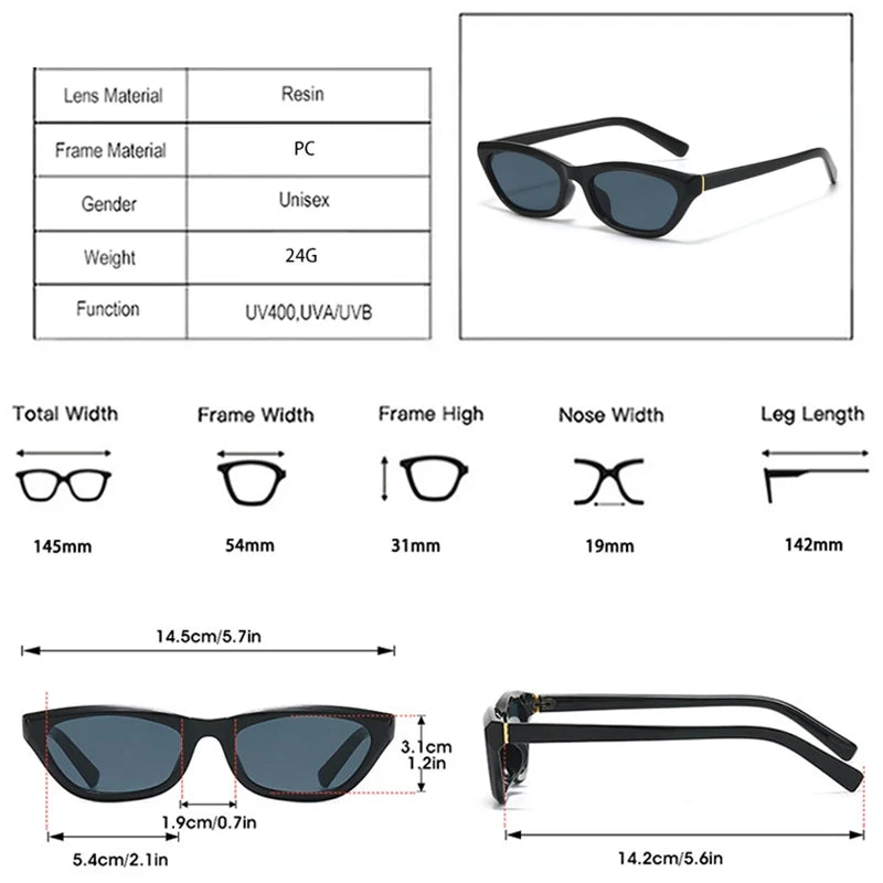 JNPCXI New Fashion Candy Color Small Black Tea Cat Eye Women Sunglasses UV400 Retro Men Sun Glasses