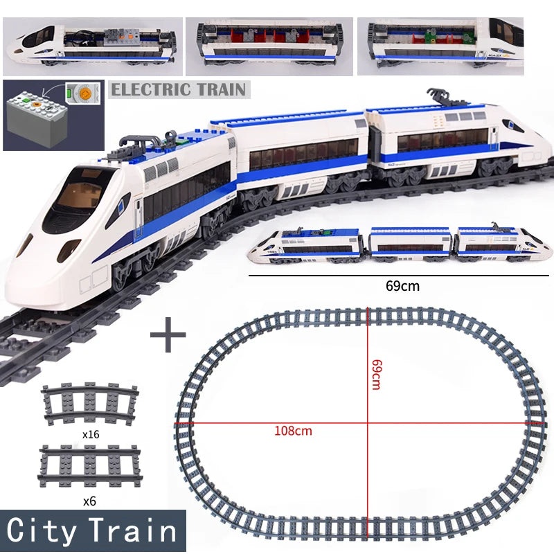 MOC City Series Train Metro Tracks Building Blocks Railroad Conveyance Toys