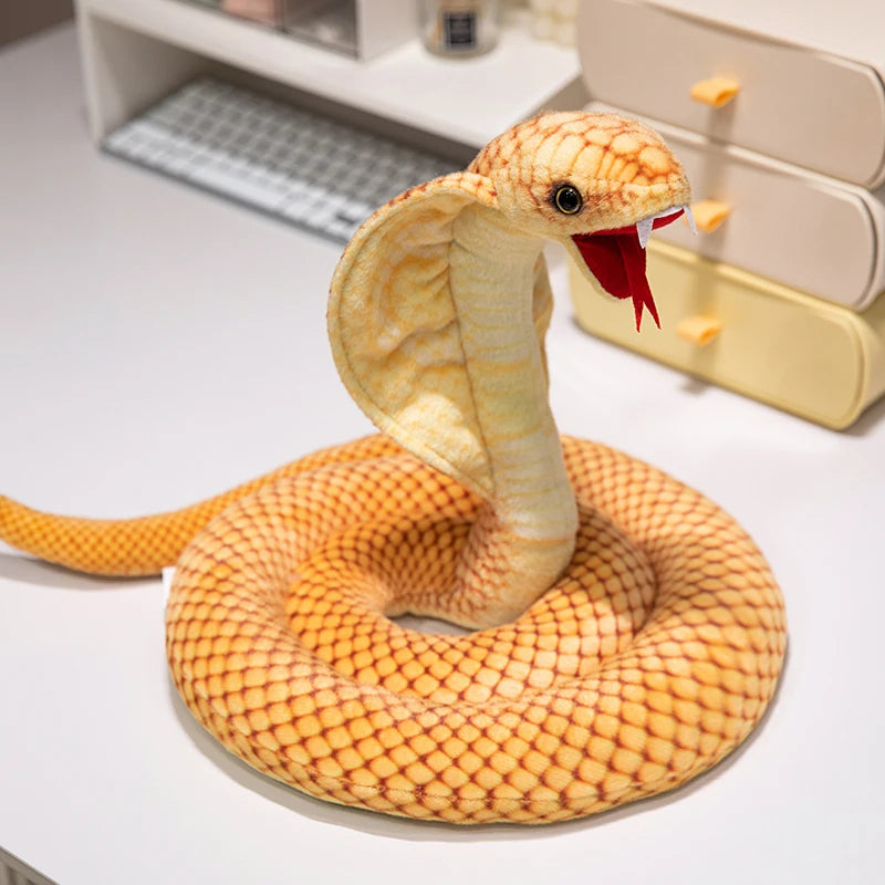 New Simulated Cobra Plush Toy Long Stuffed Snake Plushie Pillow Sofa Chair Decorate Props Girls Boys Present