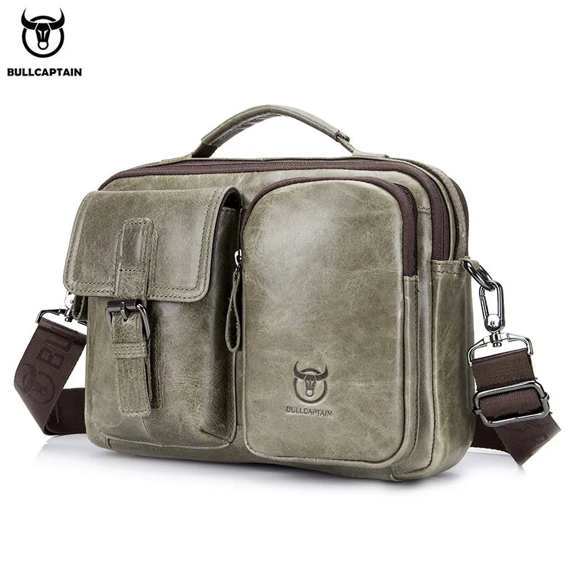 BULLCAPTAIN New Genuine Leather Men Crossbody Bag Male Briefcase Messenger Bag Casual Business Briefcase Style Men Shoulder Bag