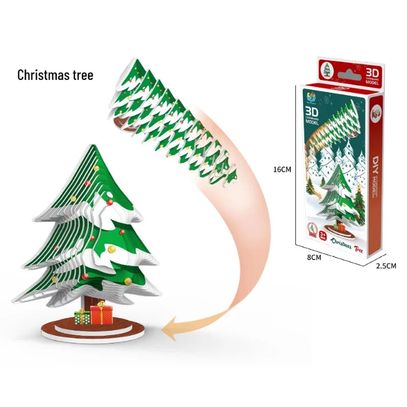 3D Merry Christmas Puzzle Children's Paper Christmas DIY Advanced Puzzle Enlightenment Kindergarten Toy Educational Toys