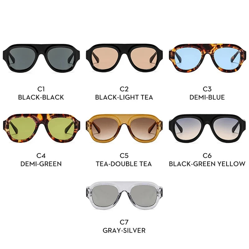 JNPCXI New Retro Big Frame Oval Punk Women Sunglasses Luxury Tea Sunglass Men Outdoor Sports Eyewear Unisex Lentes UV400