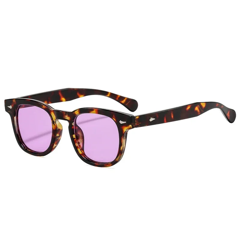 JNPCXI New Fashion Women Sunglasses Square Rivets Retro Orange Black Shades UV400 Clear Lens Frame