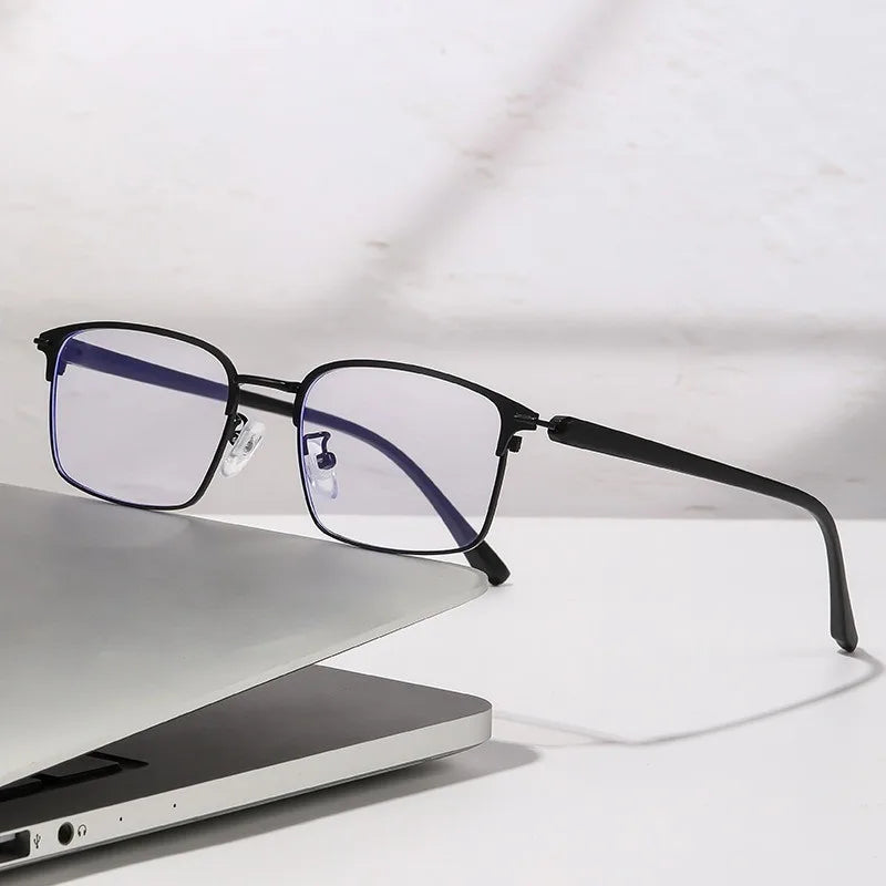 Blue Light Filter Eyeglasses Men's Retro Business Eyeglass Lightweight Glasses Clear Vision
