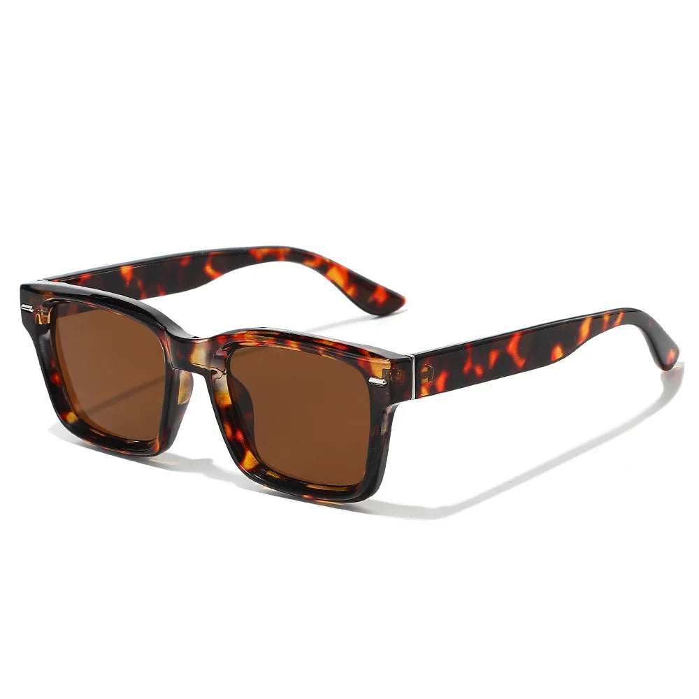 JNPCXI New Fashion Square Double Color Sunglasses Women Shades UV400 Retro Rivets Men Red Green Sun Glasses