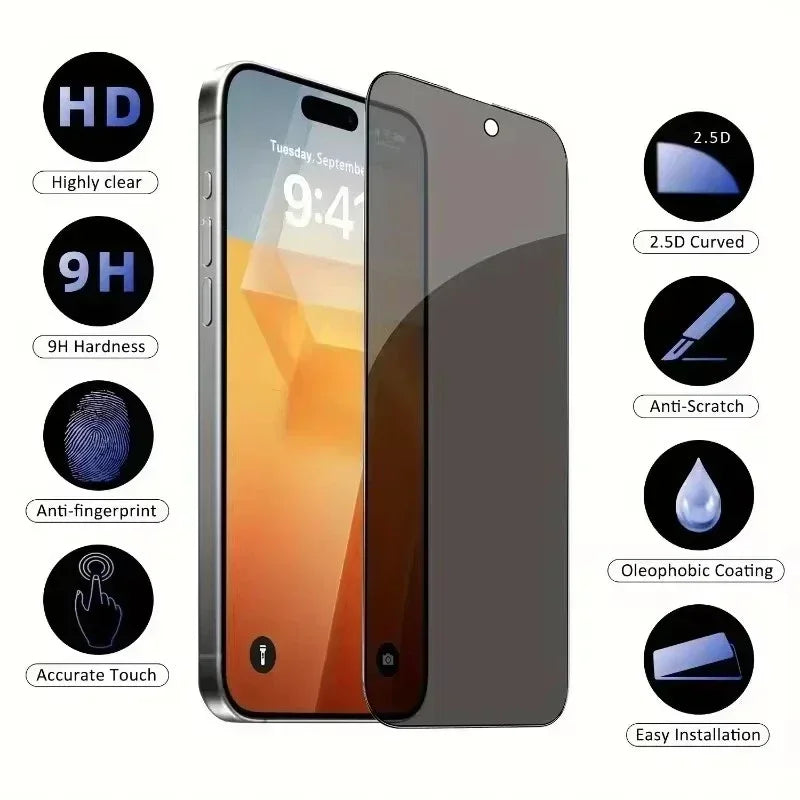 5Pcs Privacy Screen Protector for iPhone 16 15 14 13 12 11 Pro Max Mini XR XS