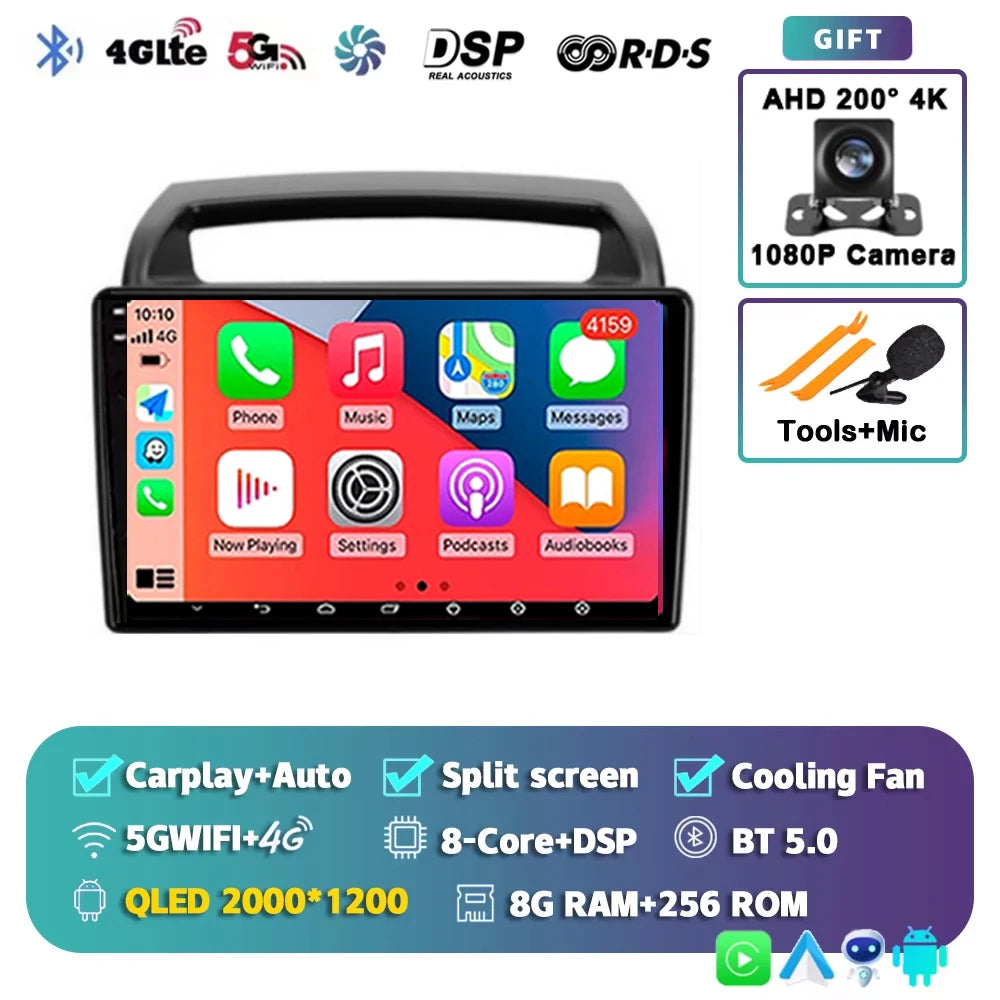 For KIA Carnival VQ 2006-2014 2K 12+256 QLED Android 15 CarPlay Car Radio Multimedia Video Player GPS stereo Head Unit 4G WIFI