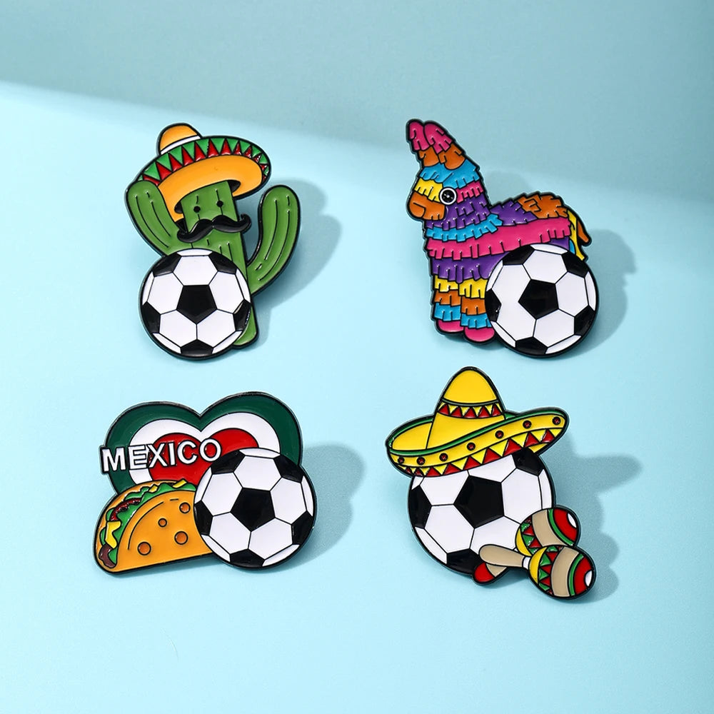 4 PCS Soccer Football Souvenirs As Gifts Trophy Metal Badges Spilla Brooches Pins Personalized Diy Trendy Decorative Accessories