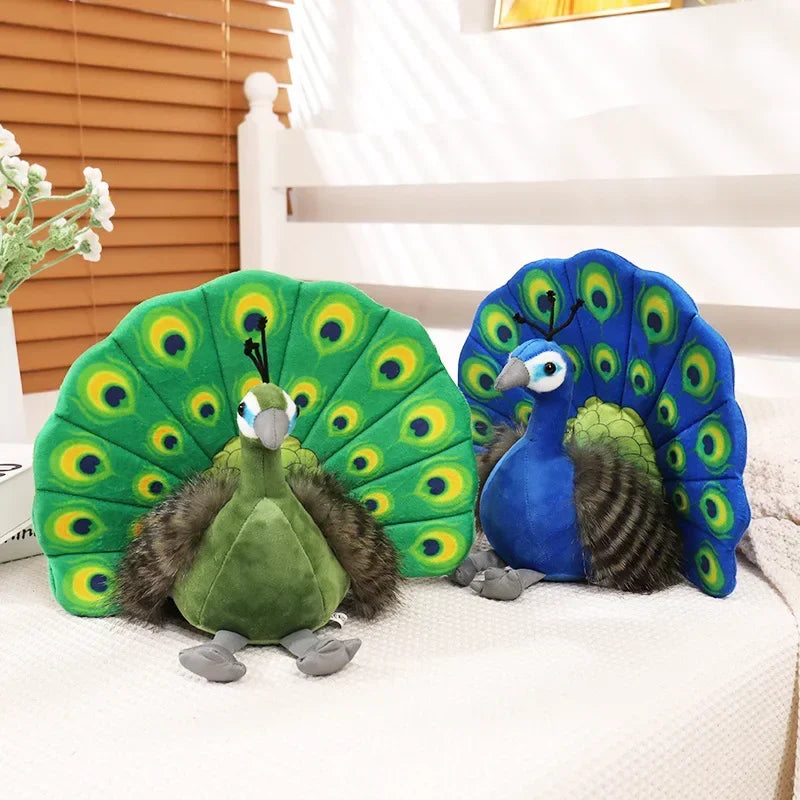 Creative Simulation Peacock Plush Toy Green Blue Peacock Spread Tail Beautiful Plush Doll Quality Stuffed Cotton Adorns Bedroom