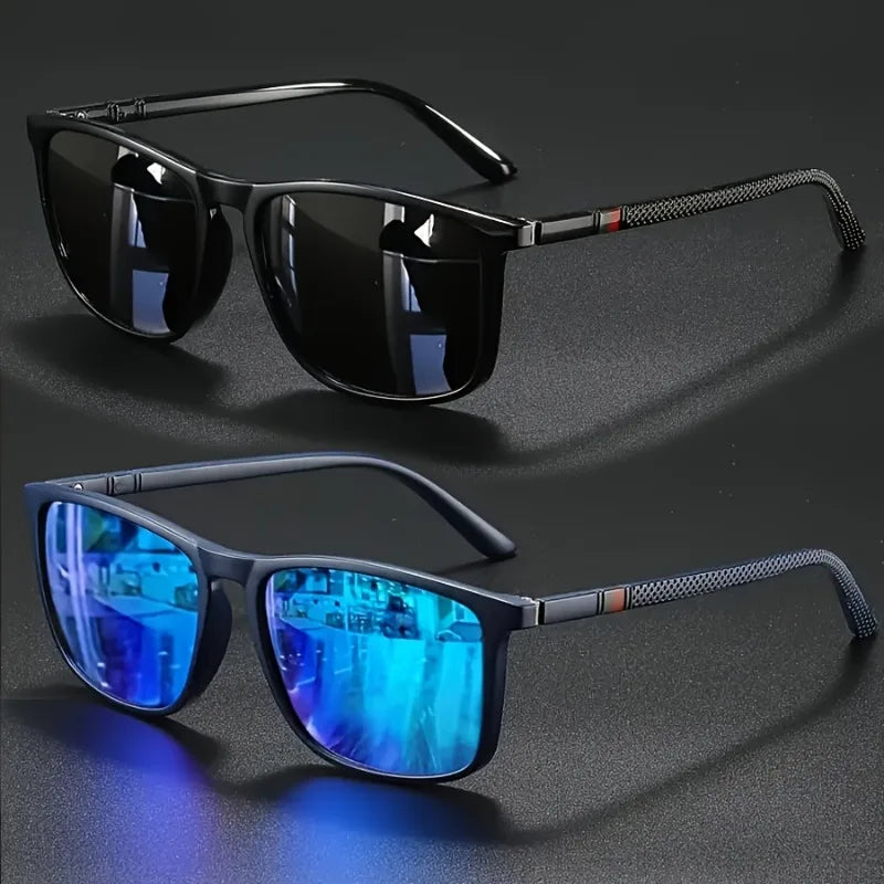 2 Pairs of Trendy Retro Framed Futuristic Sunglasses Perfect for Driving Vacation Outdoor Cycling and Other Occasions