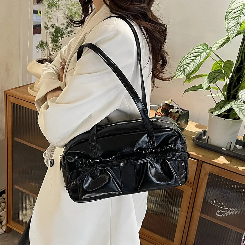 Vintage Ladies Commute Tote Business Shoulder Bag Pu Leather Female Underarm Bag