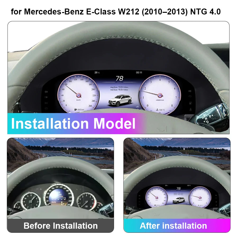 12.3-inch digital instrument cluster for Mercedes-Benz E-Class W212 (2010–2013) NTG 4.0 Cluster instrument panel Speedometer