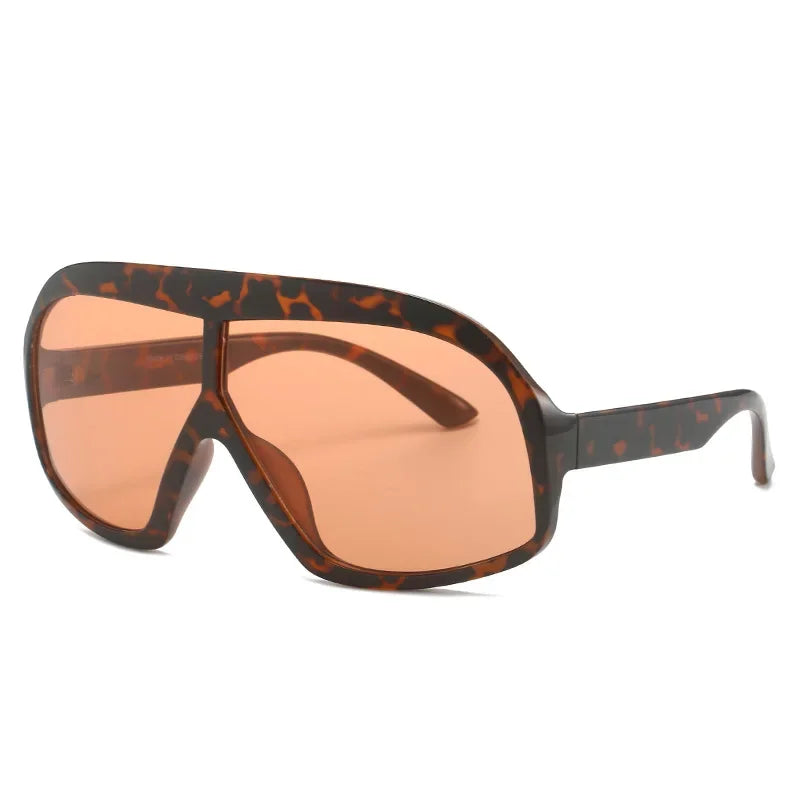 JNPCXI Fashion Oversized Pilot Sunglasses Luxury Yellow Lens Women Men UV400 Brand Designer One Piece Sun Glasses Shades