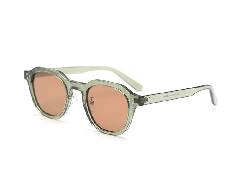 JNPCXI Retro Sun Glasses for Women TR90 Frame Polygon Polarized Sunglasses Uv400 Male Green Brown Lens