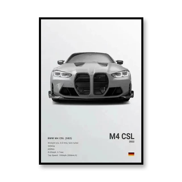 2022 M4 CSL BMW Print Famous Brand Cars Canvas Wall Art Poster Room Decoration