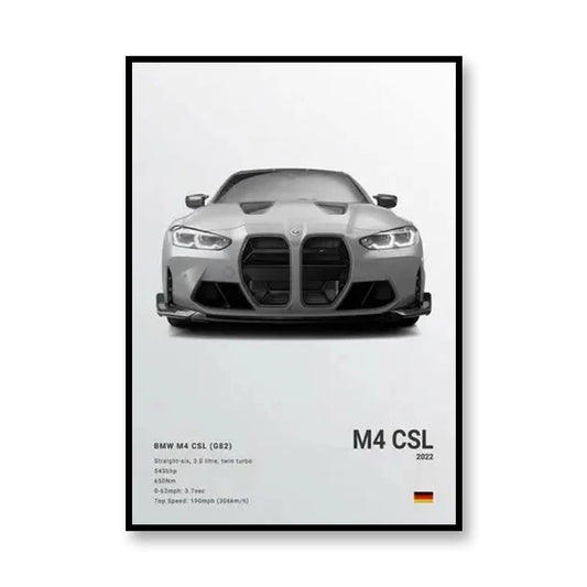 2022 M4 CSL BMW Print Famous Brand Cars Canvas Wall Art Poster Room Decoration