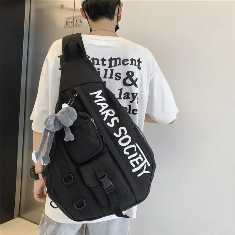 Men's Korean Trend Messenger Shoulder Bag Sports Travel Large Capacity Backpack Female Students Crossbody Chest Casual Bag bolso