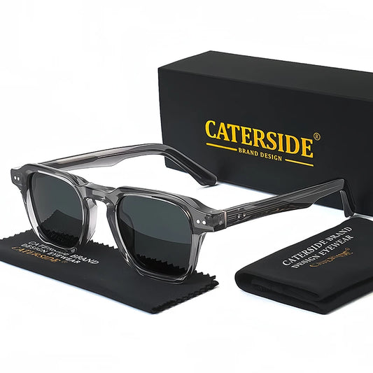 CATERSIDE Retro Polarized Sunglasses Men Square Large Acetate Frame Women Sun Glasses Punk Outdoor Driving Travel Eyewear UV400