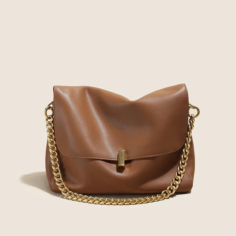 2025 New Genuine Cow Leather Shoulder Chain Bag For Women Large Capacity Crossbody Handbag Messenger Tote Bag Luxury  Handbags