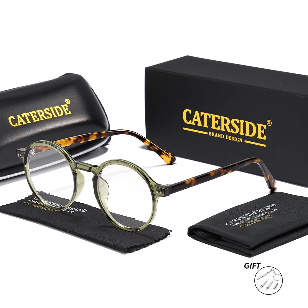 CATERSIDE New Men's Optical Glasses Customized 1.56 refractive index Round Lenses Prescription Glasses Women Reading Eyeglass
