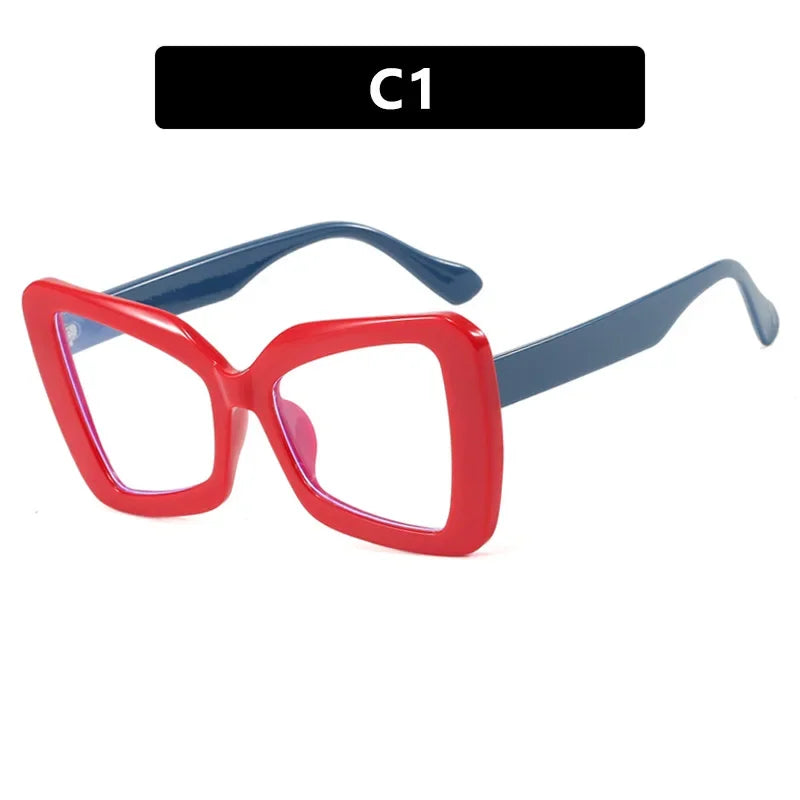 JNPCXI New Fashion Oversized Frame Gradient Women Irregular Anti Blue Light Glasses Fashion Women's Flat Light Glasses