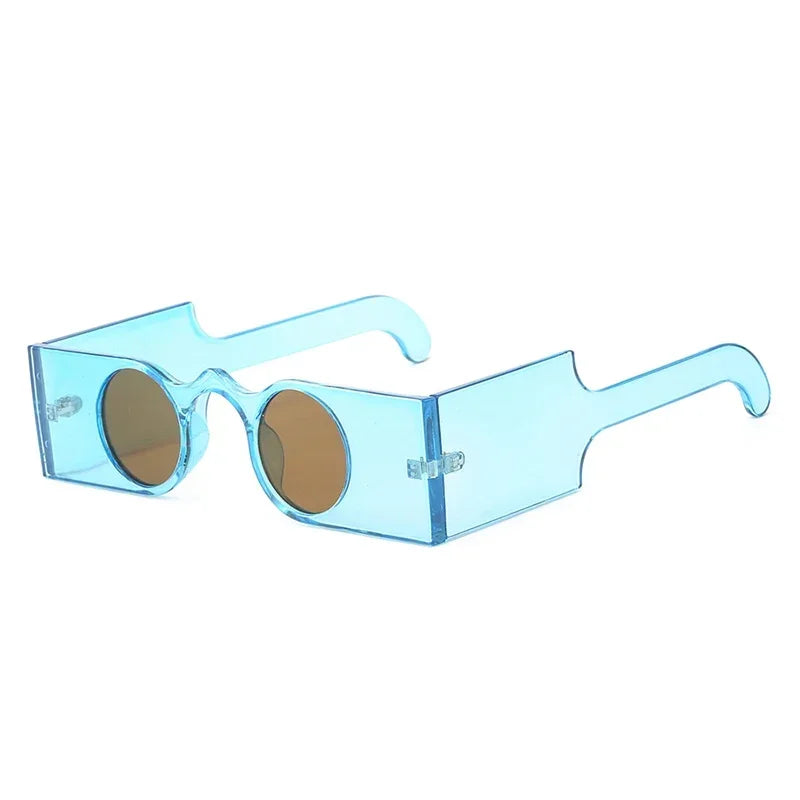 JNPCXI New Retro Unique Rectangle Women Sunglasses Fashion Small Round Lens Shades Interest Women Wide Legs Sun Glasses UV400