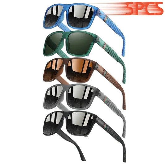 5pcs Oversized Fashion Colorful Stripe Design Unisex Square Men Women Glasses Classic Driving Traveling