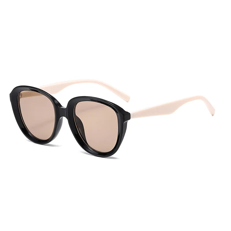 JNPCXI Retro Cat Eye Women Sunglasses Shades UV400 Fashion Brown Tea Trending Rivets Punk Men Sun Glasses