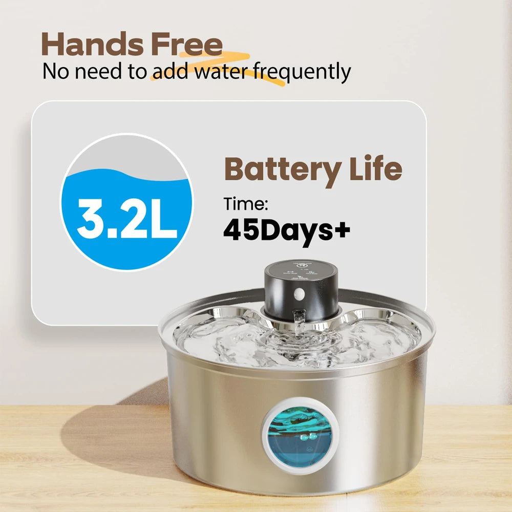 3.2L Recharge 5V USB Cat Water Fountain Automatic Sensor, Cat Dog Water Fountain