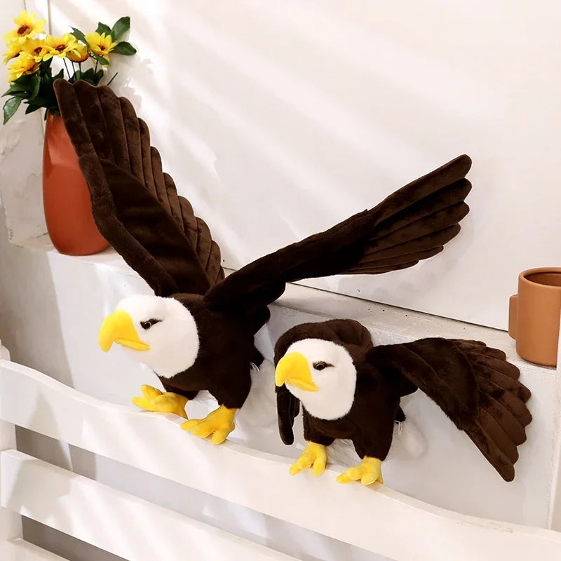 Simulation Bald Eagles Birds Plush Stuffed Toys Funny Seagull Animal Cartoon Doll Soft Feathers Toy House Decor Birthday Gift