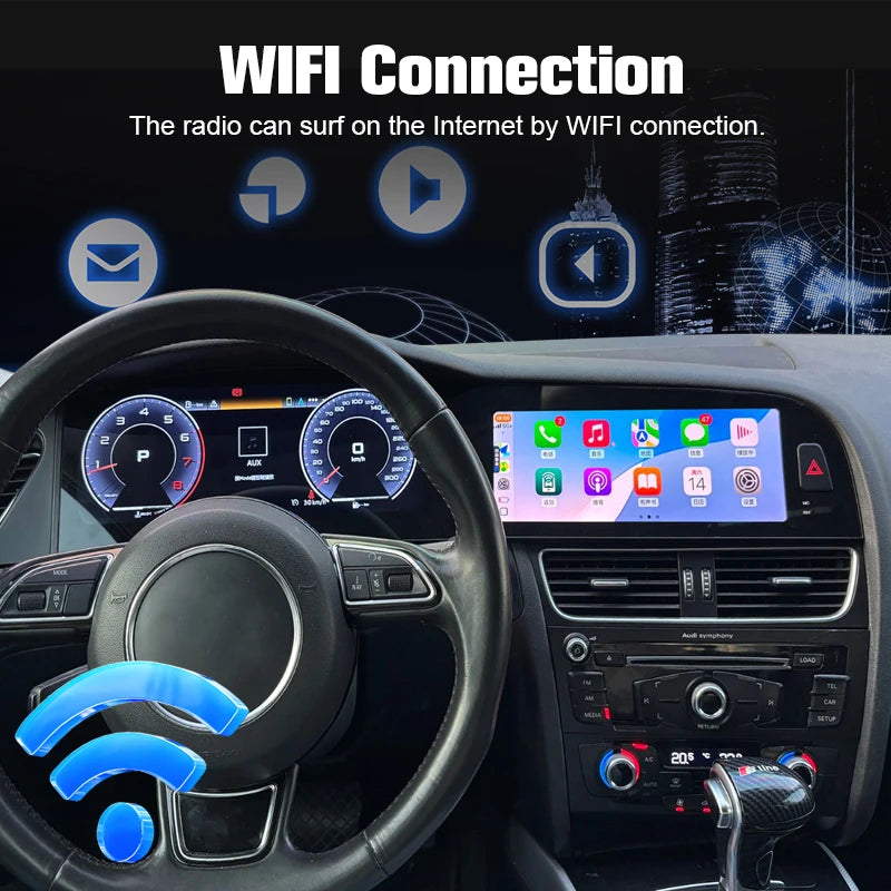 For Audi A4 2009-2016 digital instrument panel, speedometer, Android radio, wireless CarPlay, GPS navigation 4+64GB