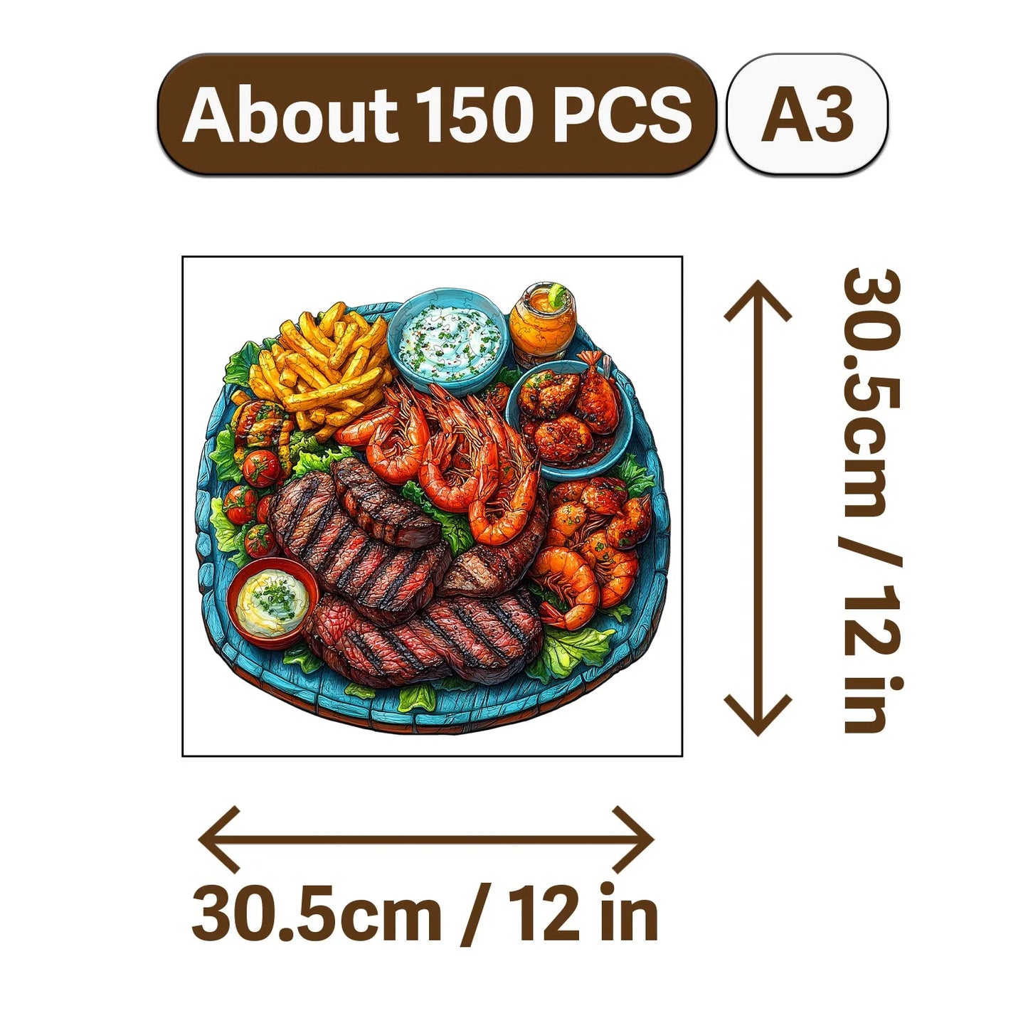 Crown and Cuisine Theme Wooden Jigsaw Puzzle Wood Home Decor Painting Christmas and Halloween Gift Toy For Teen And Kid