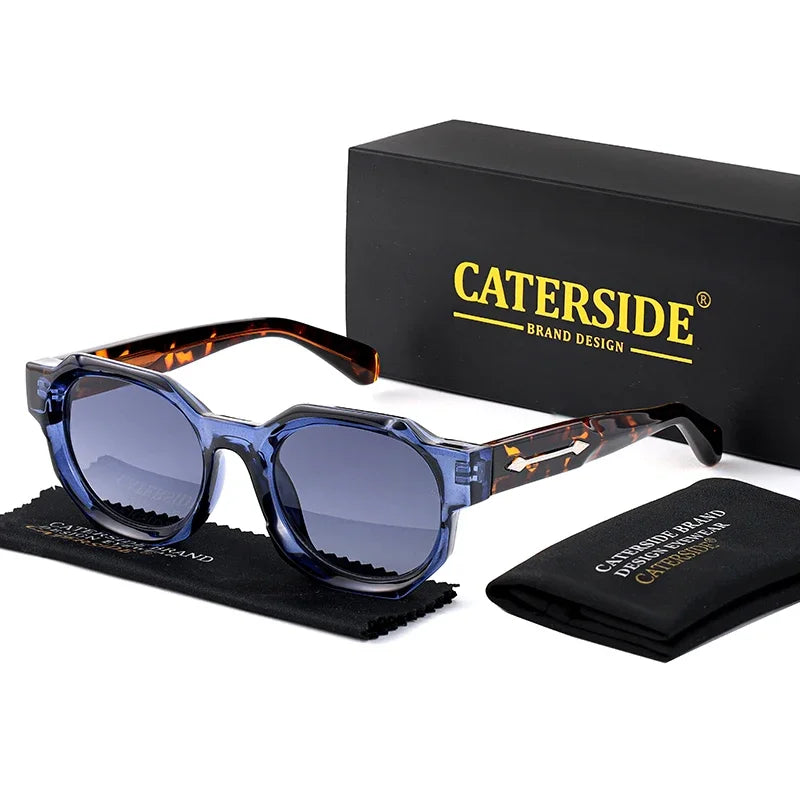 CATERSIDE Retro Punk Square Sunglasses Men Vintage Thick Frame High-Quality Women's Sun Glasses Party and Holiday Travel Eyewear