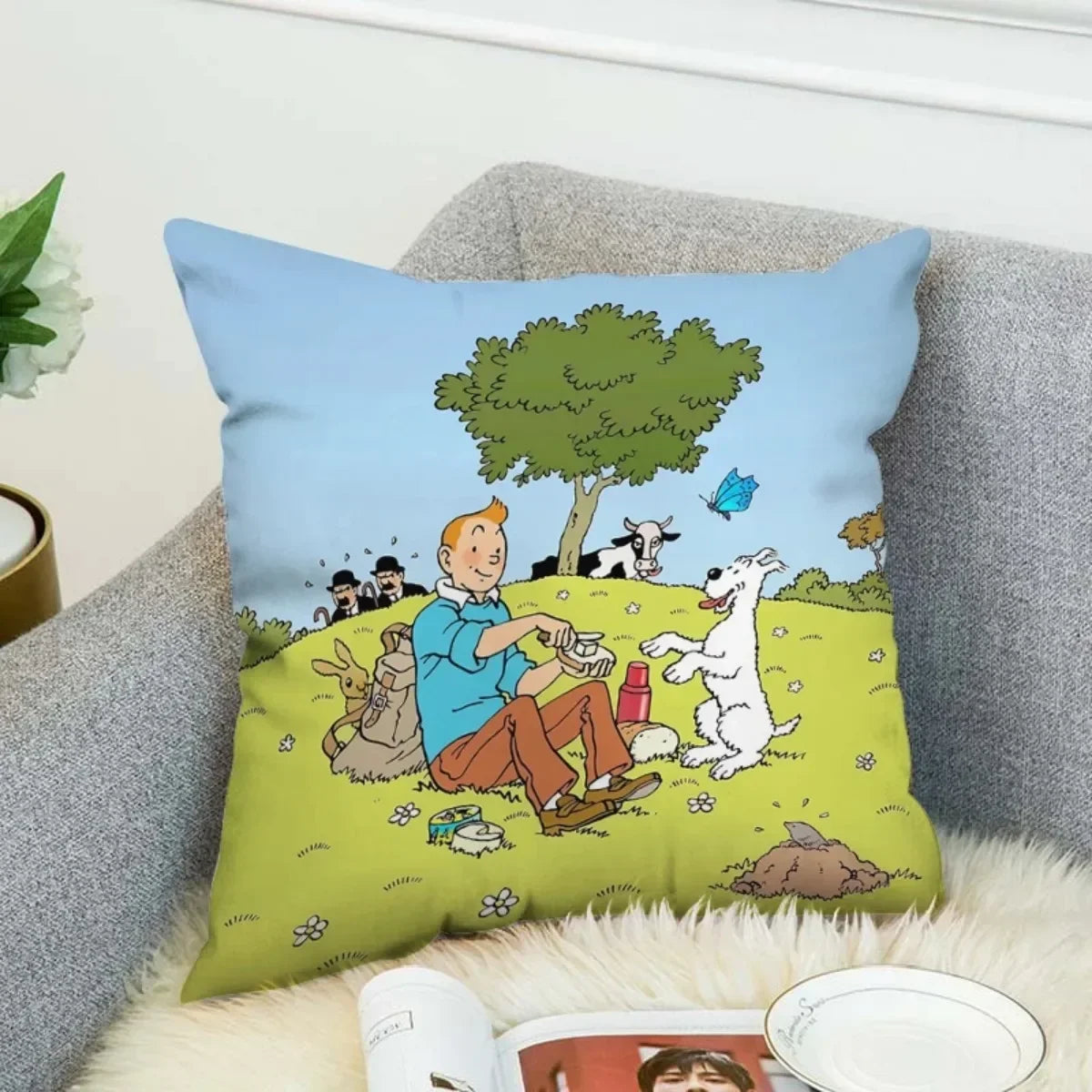 Anime Tintin Cushion Cover Pillowcases Home Decor Decorative Pillows for Sofa M5