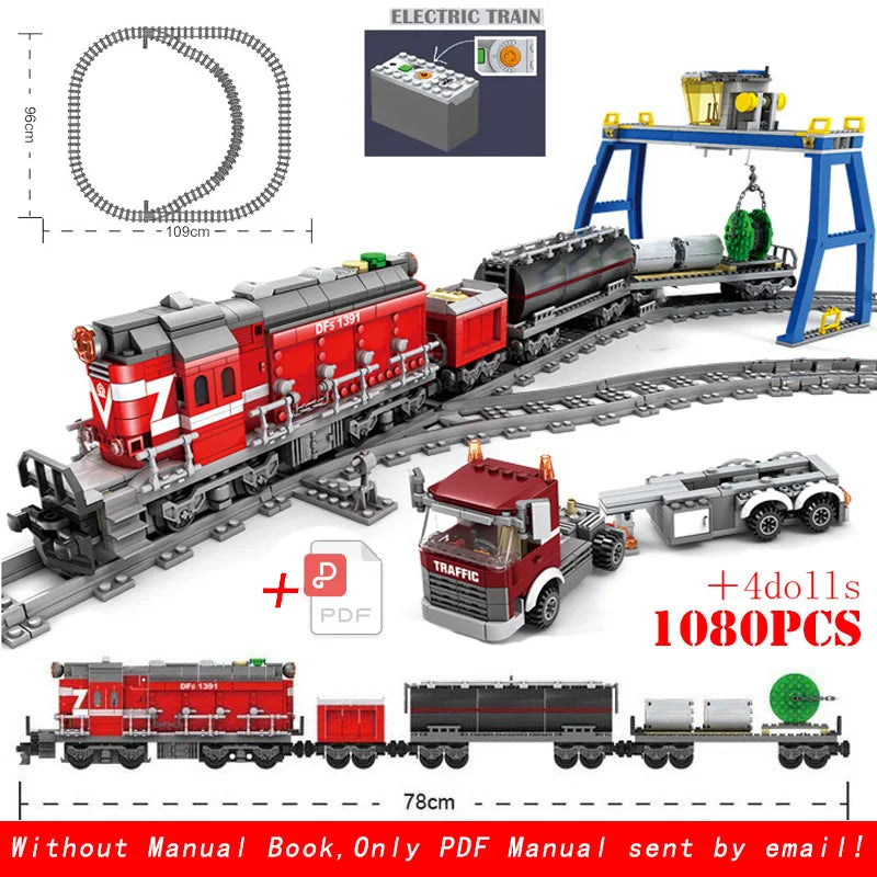 MOC City Series Train Metro Tracks Building Blocks Railroad Conveyance Toys