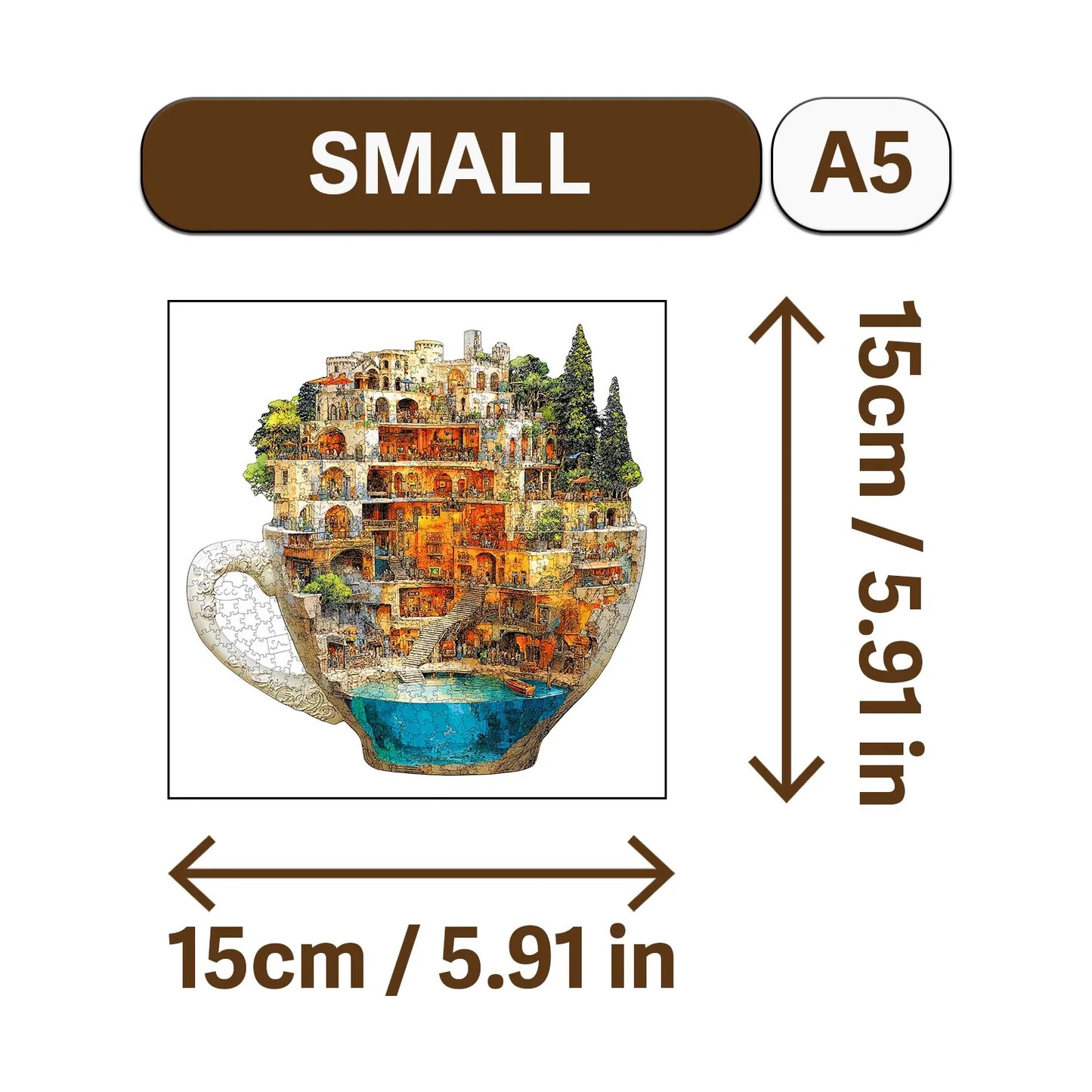 World in Cup Wooden Jigsaw Puzzle Wood Home Decor Painting Christmas and Halloween Gift Toy for Teen and Kid