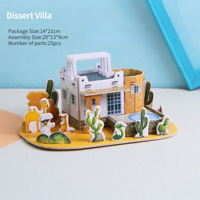DIY Fidget Toys 3D Puzzle Paper House Kindergarten Early Education Puzzle Handmade Children's Elementary School Students